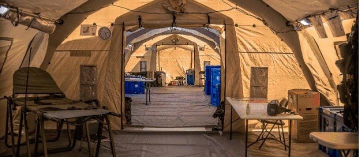 A view from the resuscitation area in the new portable medical facility, which has helped the New Zealand Medical Assistance Team (NZMAT) to earn World Health Organization classification as a Type 1 Mobile and Fixed Outpatients Emergency Medical Team