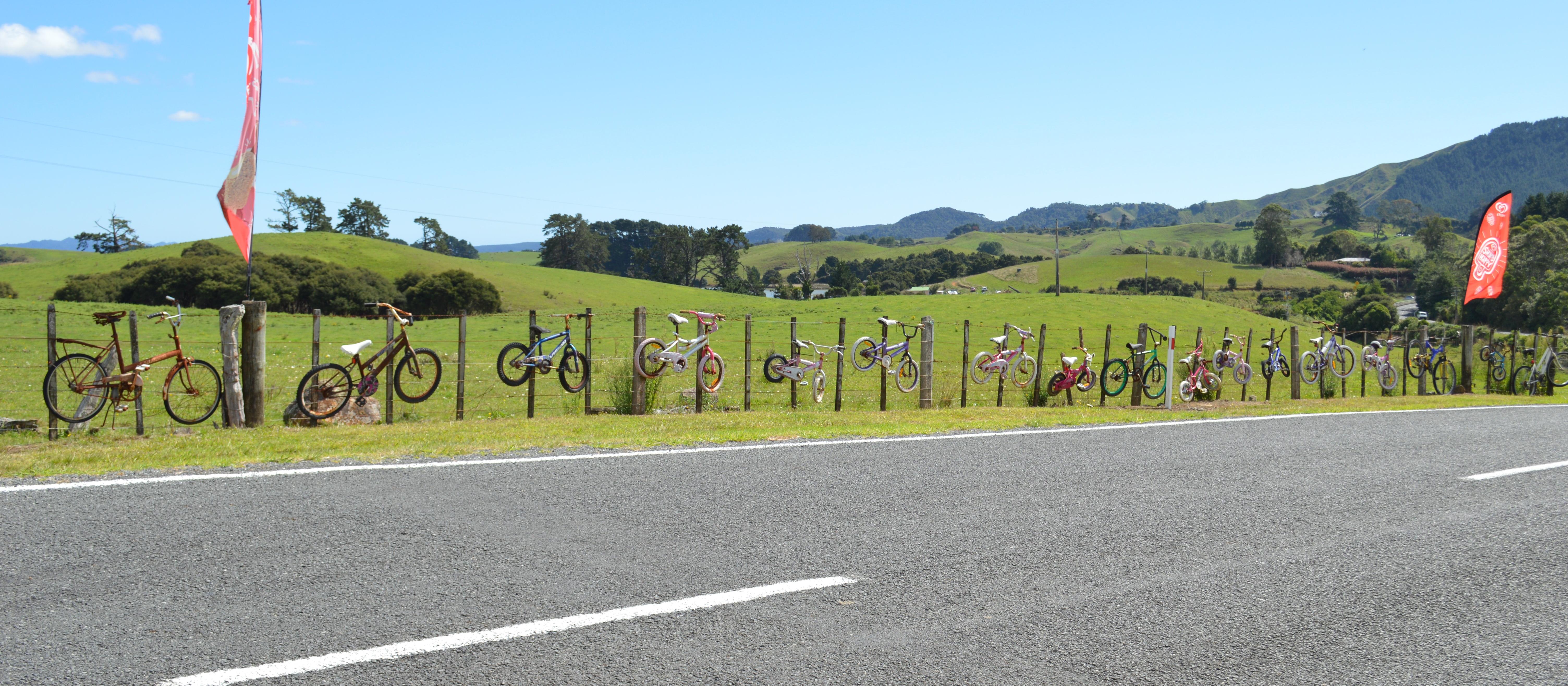 Bikes on a fence