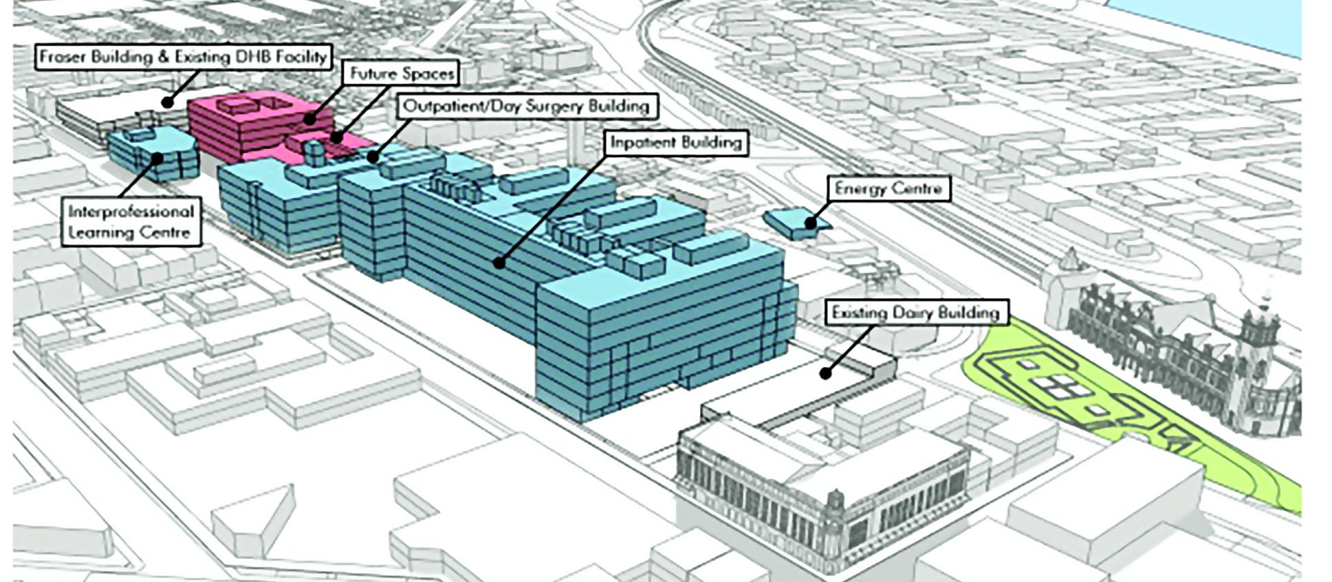 Site plan of the new Dunedin Hospital scheduled for completion in 2028 