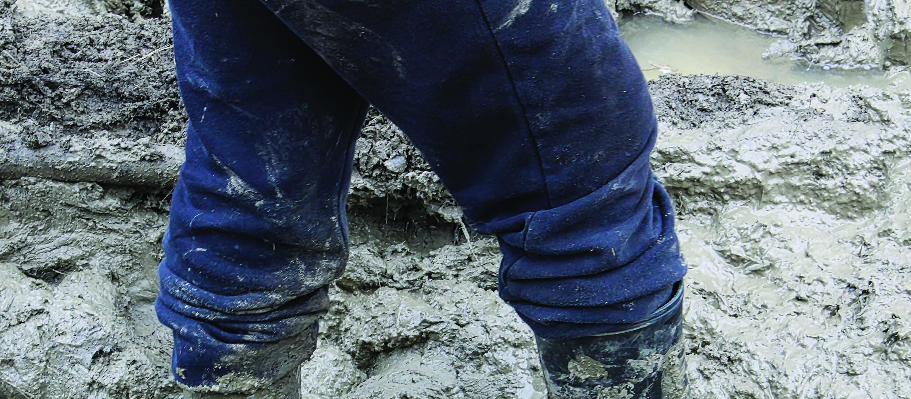 Feet stuck in mud