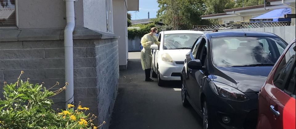 Influenza vaccination drive-through Tamatea Medical Centre during Covid pandemic March 2020