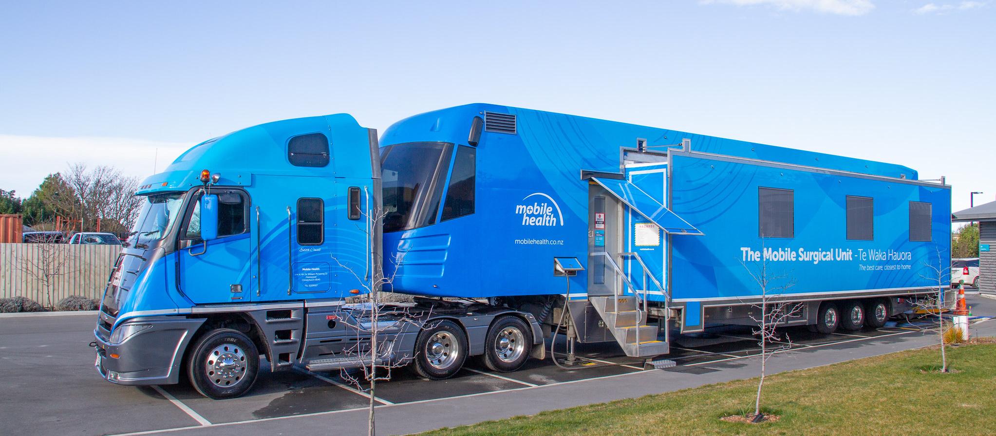 Mobile Health's mobile surgical bus (current colours in 2020)