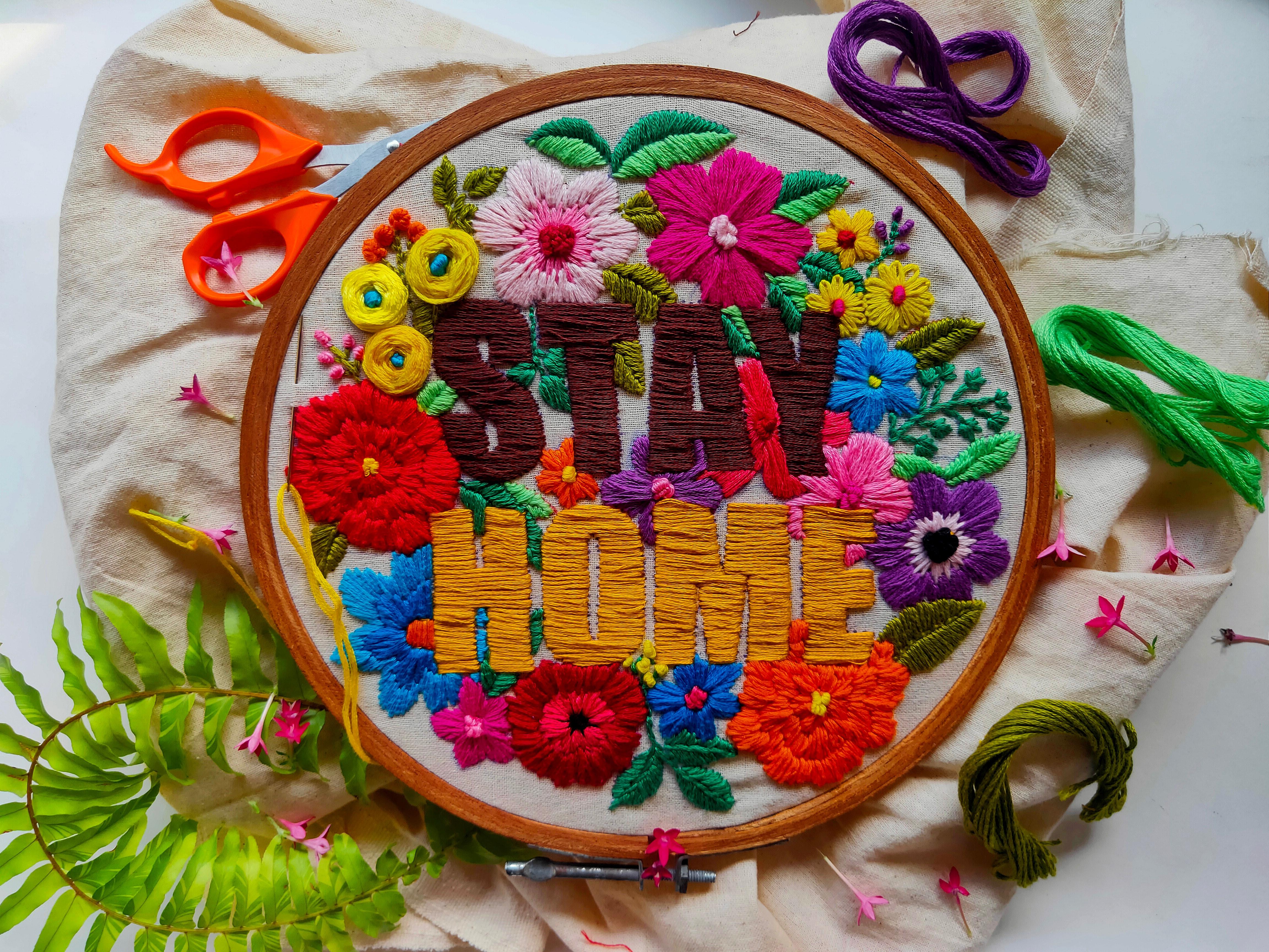 Stay Home embroidery - Swati H Das on Unsplash