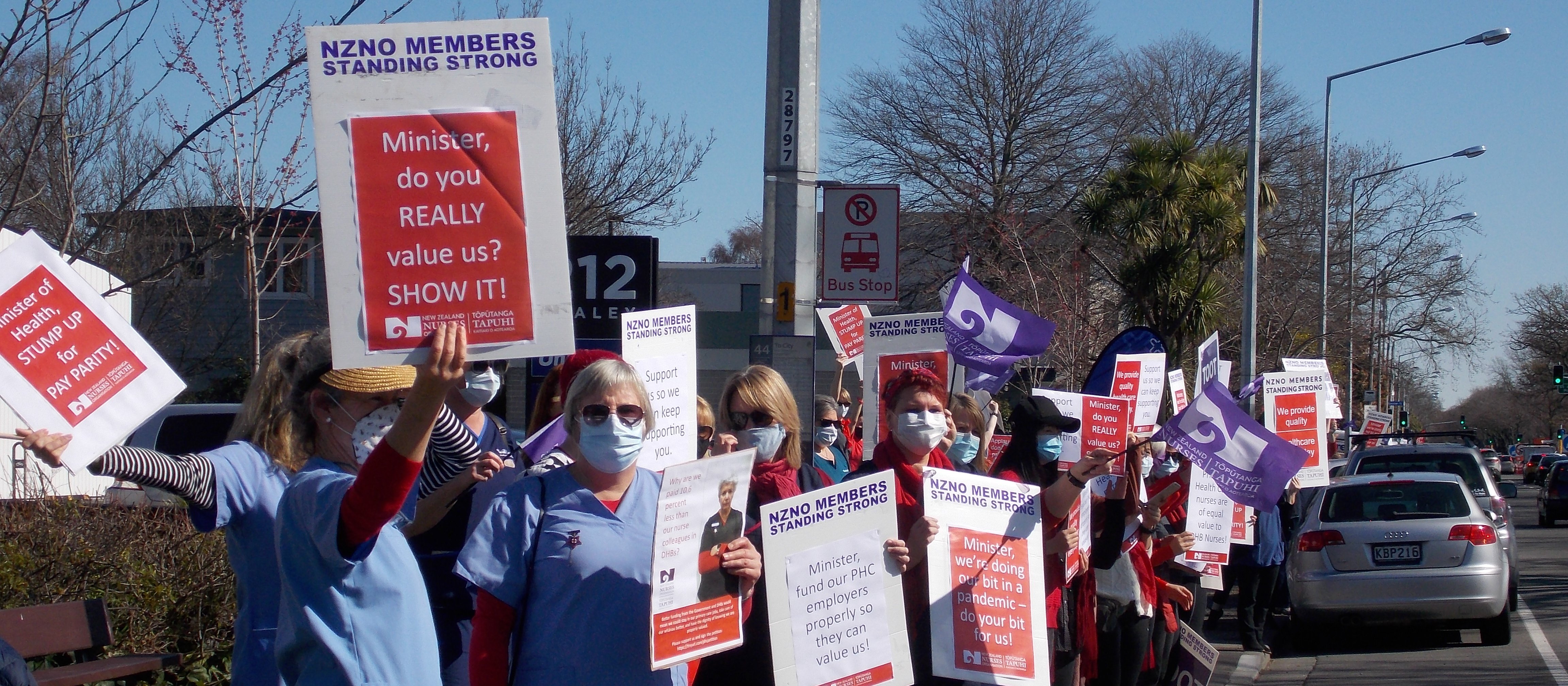  Practice nurse strike rally protest Bealey Ave, Chch 3 Sept 2020