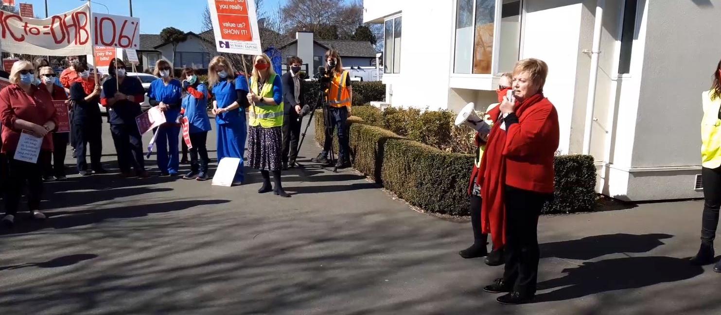 Chris Wilson addressing rally in Chch 3 Sep 2020