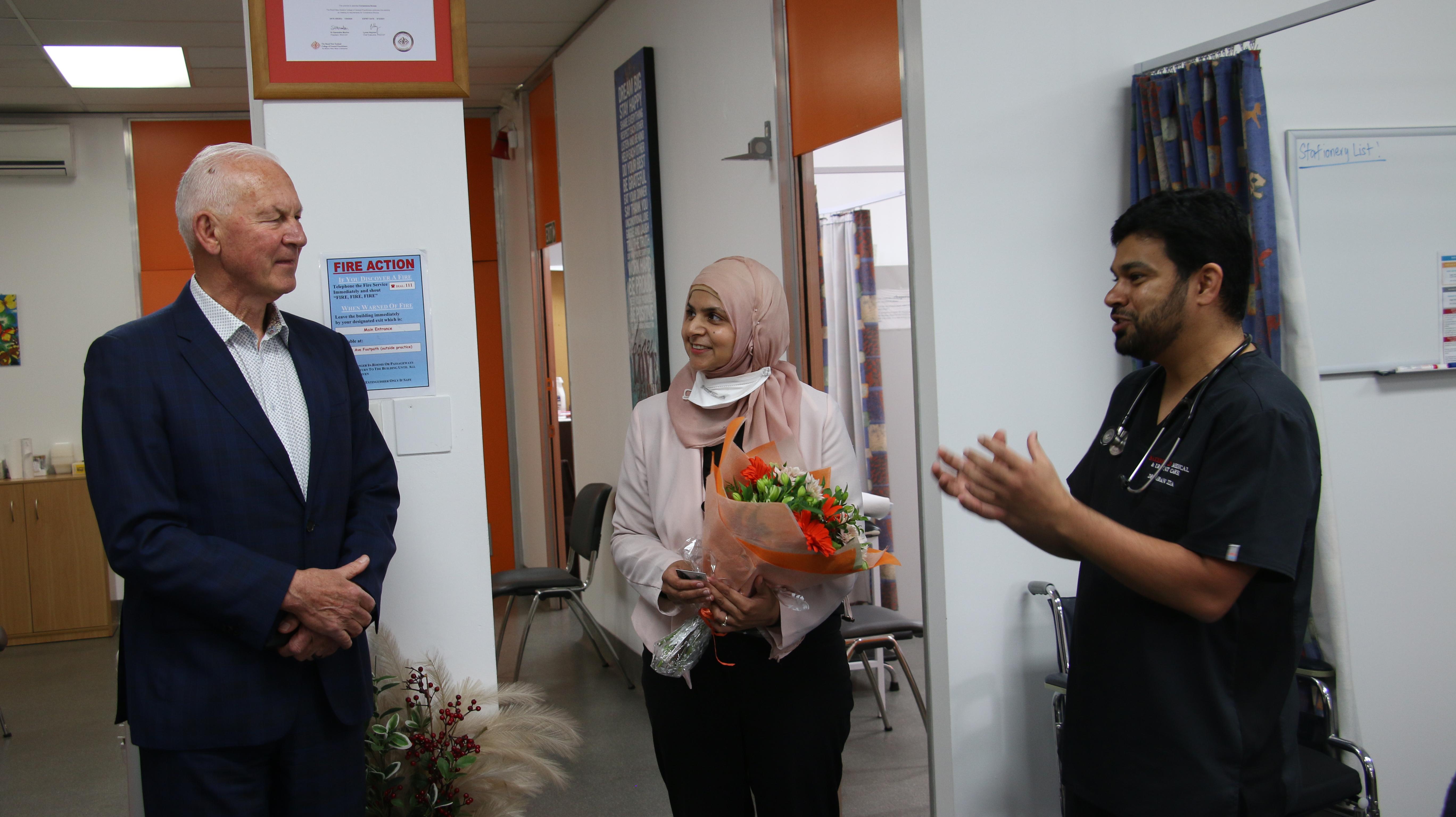 Wayne Williams, Sobia Imran, Imran Zia at Lifeline Medical Centre