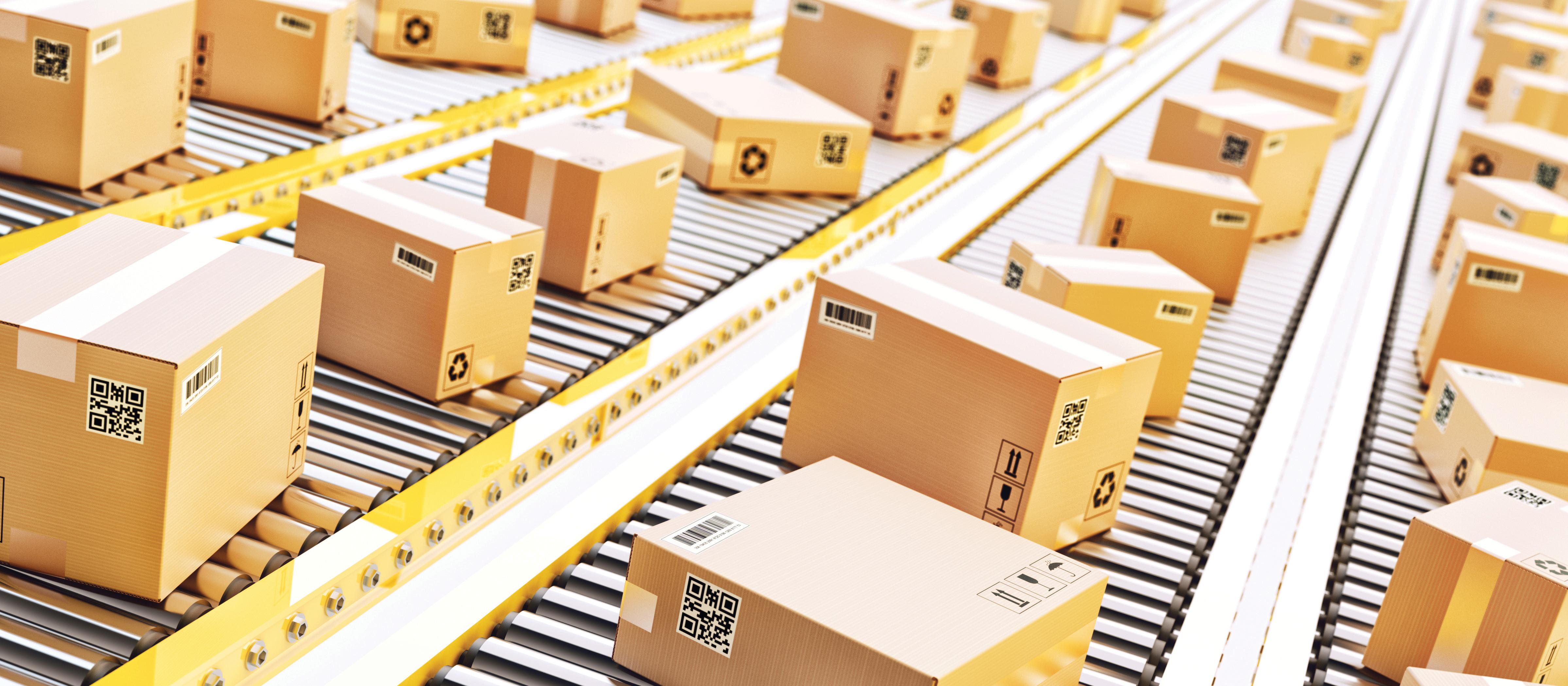 Boxes on a conveyor belt