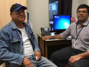 Jack Kaleopa (left) with Dr Mohana Maddula in the TIA Clinic where he was checked over after having a mini-stroke