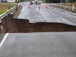 Hole in the road in Fairley. Photo: NZ Transport Agency