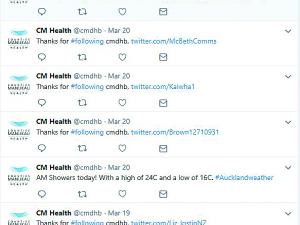 Counties Manukau DHB's twitter feed