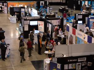 Horncastle Arena exhibition hall, where South GP CME delegates had the chance to find out about more than 70 exhibitors, from non-profit organisations to pharmaceutical and health IT companies 