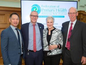 GPNZ Chair, Dr Jeff Lowe (far left) with Minister of Health, Hon. Dr David Clark; Dame Annette King and John Ayling at the launch of the Federation in September 2018.