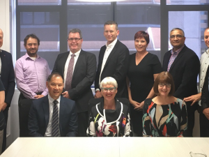 The new Federation Board: - Standing (left to right): Norma Lane, Peter Larmer, Dr Angus Chambers, Andrew Gaudin, Dr Harley Aish, Dr Helen Francis (RN), Donovan Clarke, Martin Hefford, Arish Naresh. Sitting: Dr Jeff Lowe, Hon. Steve Chadwick (Chair), Karen Guilliland