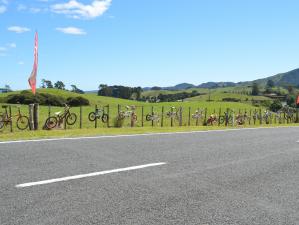 Bikes on a fence