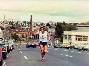 John in the 1982 Les Mills New Zealand Ironman Championship race: “My first triathlon and my first win”