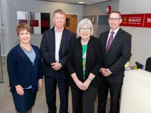 Sue Hayward, Dr Kevin Snee, Professor Allison Kirkman, Vice-Chancellor Professor Neil Quigley