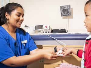 Shania Dean with a patient