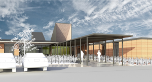 Artist impression of new Buller Health facility in Westport (main entrance) 2019