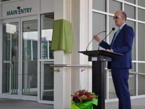 Health minister Tony Ryall addresses guests at the official opening of Wairoa Health in 2013