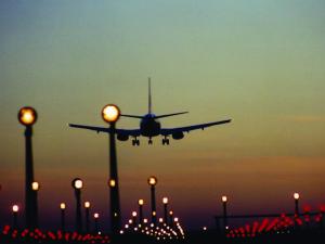 Plane landing at airport