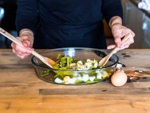 Mixing food in bowl