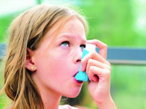 Girl using a inhaler, inhaler, asthma