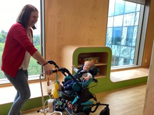 Anna and Cole check out the Matatiki hub at new Christchurch hospital