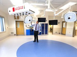 St George's Hospital chief executive Greg Brooks in new operating theatre