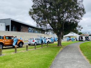 Orewa Covid Pop-up testing centre Victor Eaves park 28 Jan 2021