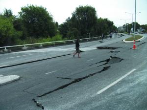 Earthquake, road damage Christchurch