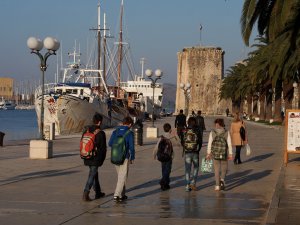 Children head for school - Trogir