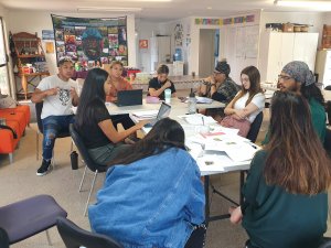 Youth representatives from Papatūānuku Kōkiri Marae, Tāmaki Health and Te Rau Ora co-designing the rangatahi Mauri Tau me te Māramatanga