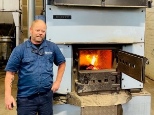 Steve Gale, Buller Health Facilities Maintenance Team Lead with Boiler No.1