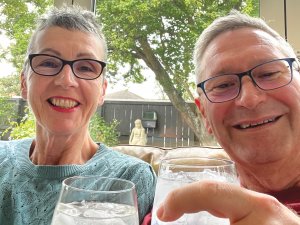 Mark Eager and wife Rosie enjoying a gin