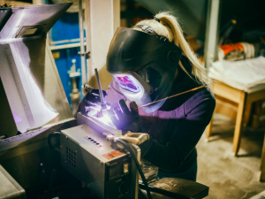 Woman welding