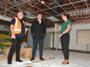 From left: Project Manager Alan Davey, MCT Trustee Liam Greer and Feilding Health Centre CEO Nicky Hart at the Clevely Wing site [Image: supplied]