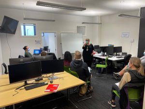 Te Whatu Ora associate director of nursing and ambulance care Joyce Forsyth with Nelson PHO health partners in the new flooding support hub 