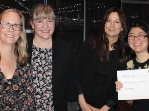 RTCRF winner Dr Annie Wong (far right) accepts the fellowship award from Roche patient journey partners (left to right) Stacey Poppelwell, Sheree Clifton, and Janine Beale [Image: supplied]