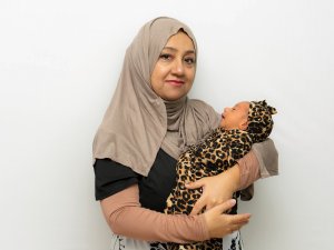 Tahira Jokhio with baby