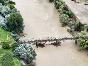 A bridge on SH2 with extensive damage caused by Cyclone Gabrielle