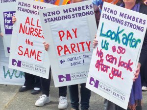 pay parity placards Wellington strike rally 27 Oct 2022