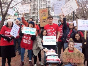 Striking lab workers in Dunedin