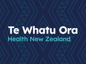 Te Whatu Ora name on blue patterned background