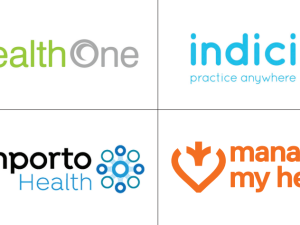 Health One, Indici, Conporto Health, Manage My Health logos