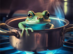 Frog in a pot CR Photoshop AI generated image