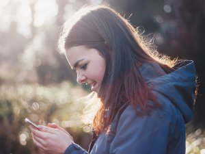 Young girl, woman, phone