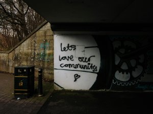 Community, sign, wall