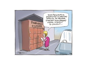 Pharmacy e locker cartoon - Rod Emmerson