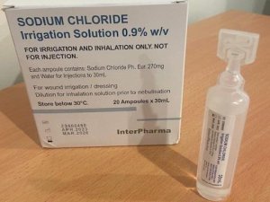 InterPharma sodium chloride box and ampules