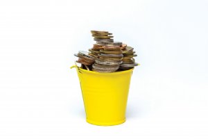 Bucket of coins - money